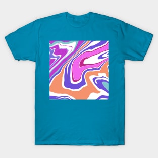 Colorful Retro Abstract Swirls Marble Pattern T-Shirt